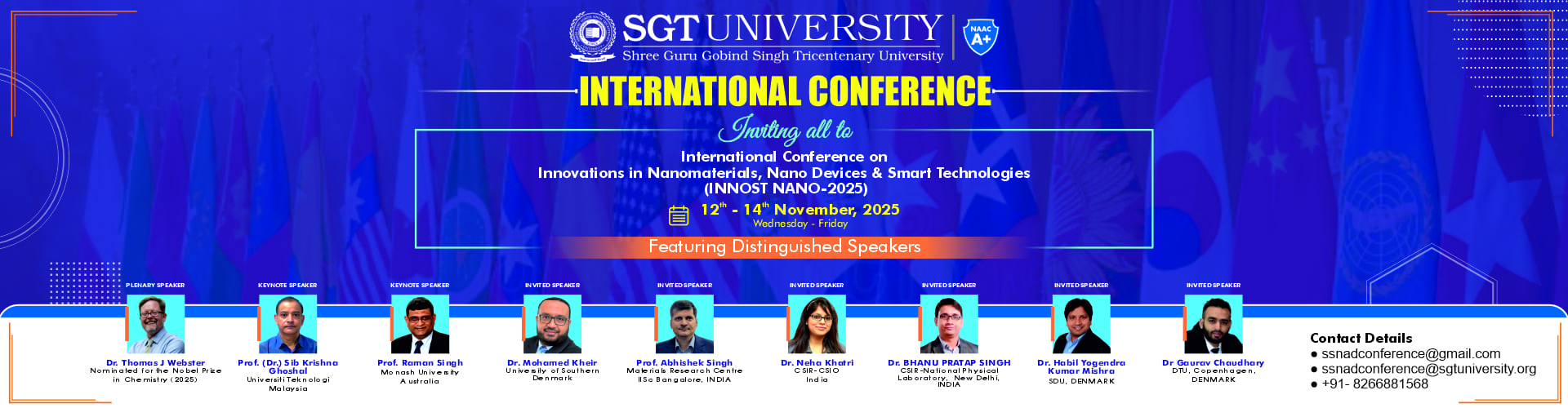 SGT University Invites All to its Seminal International Nanoscience Conference